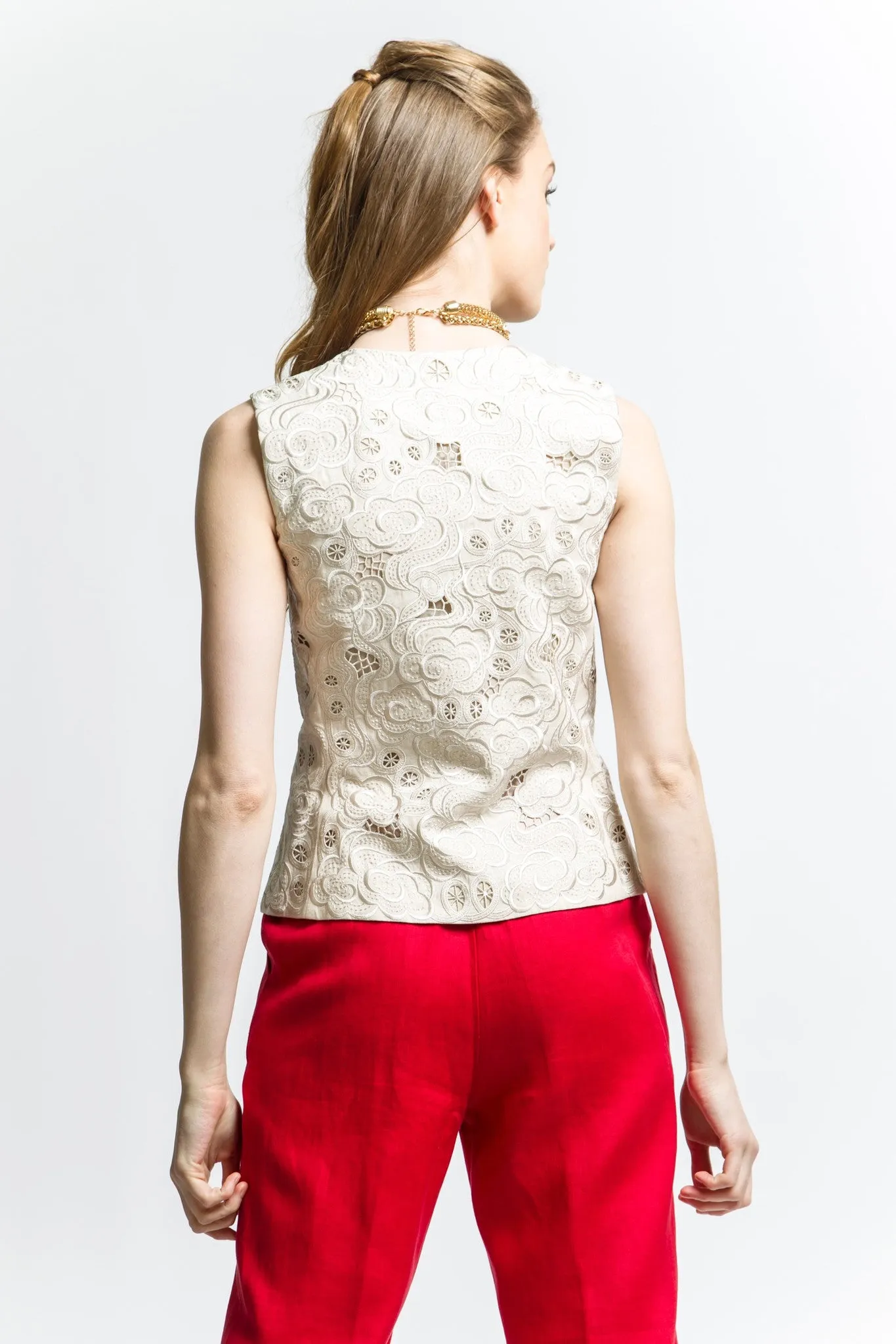 Embroidered Vest (Natural) Style 7959
