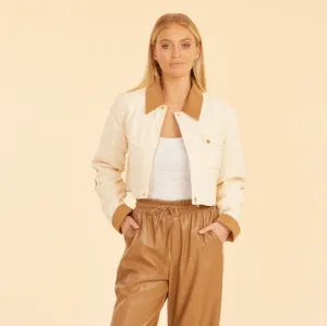 Faux Leather and Corduroy Quilted Jacket