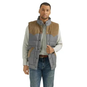 FENCE POST GRAY/BROWN WRANGLER MIXED PUFFER VEST