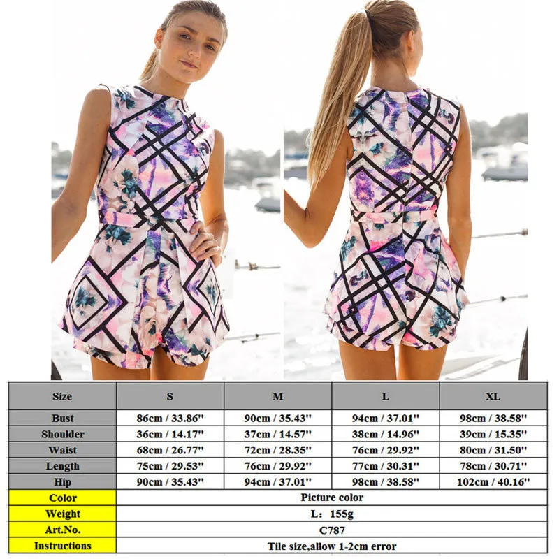 Floral Sleeveless Slim Rompers