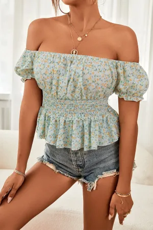 floral smocked crop top