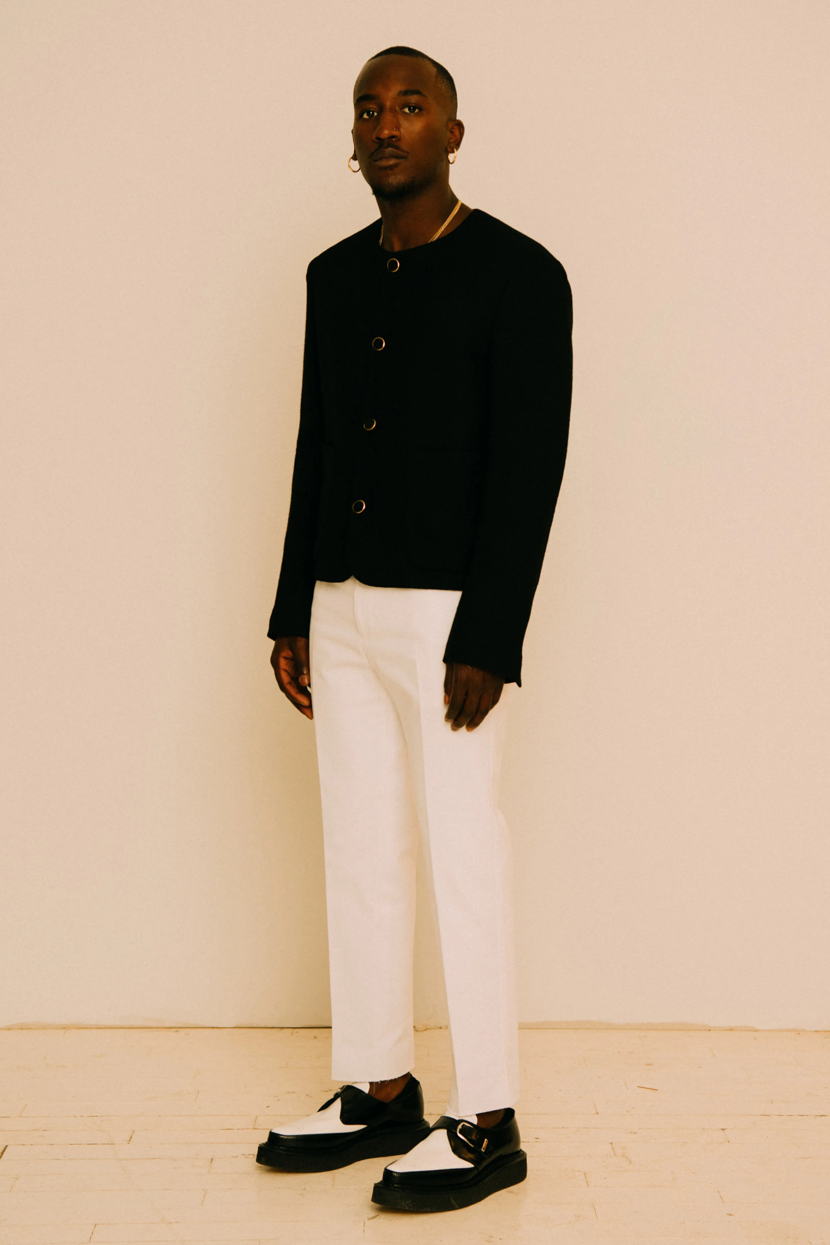 FRANKIE BOUCLE COLLARLESS JACKET