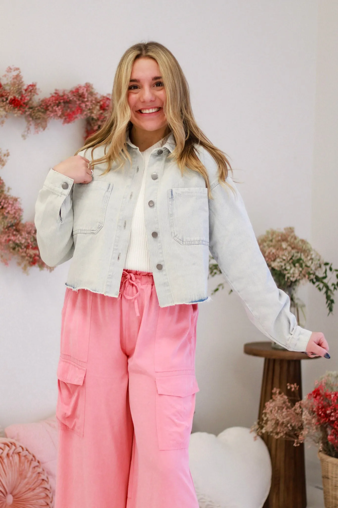 Go Your Own Way Light Wash Cropped Denim Jacket