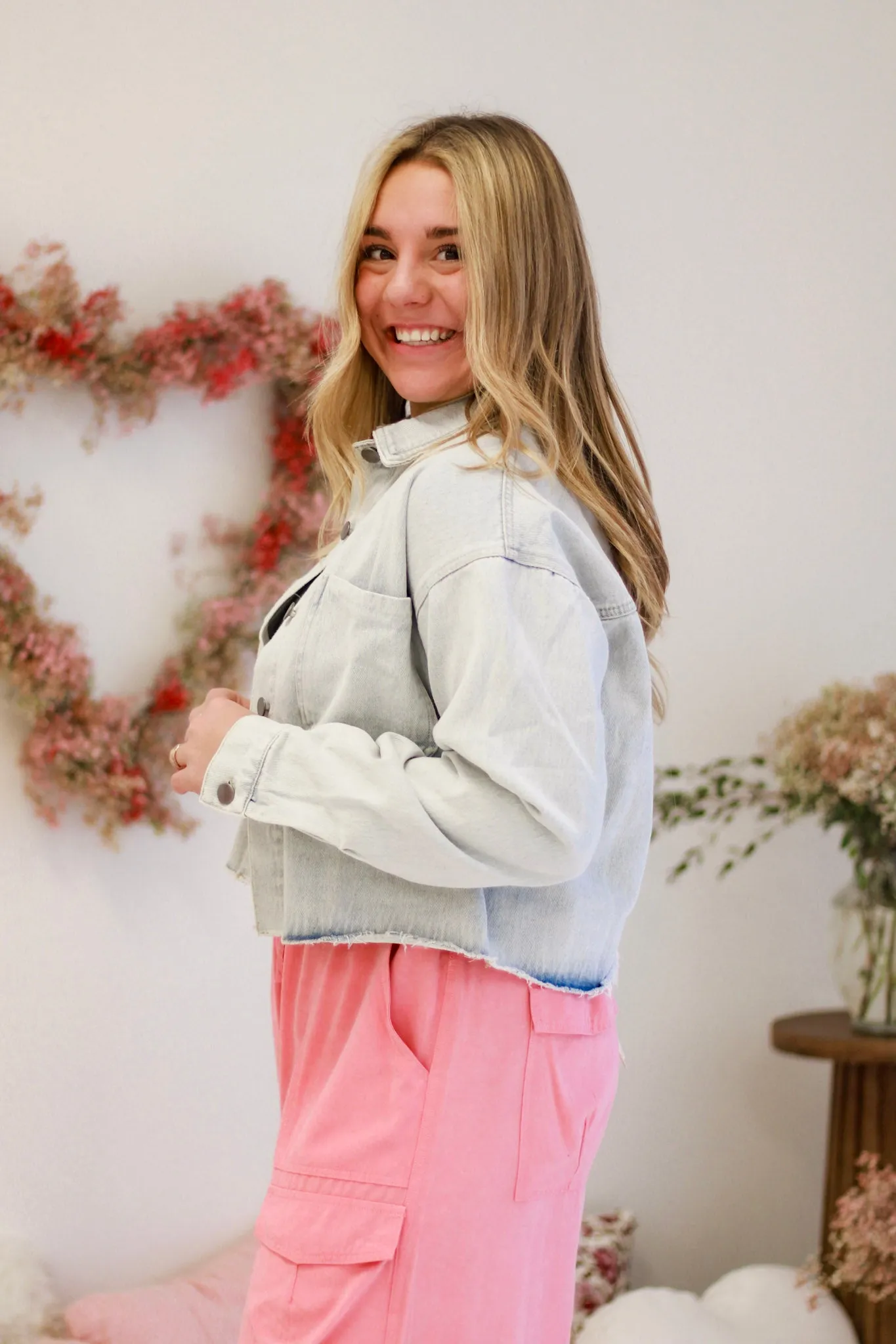 Go Your Own Way Light Wash Cropped Denim Jacket