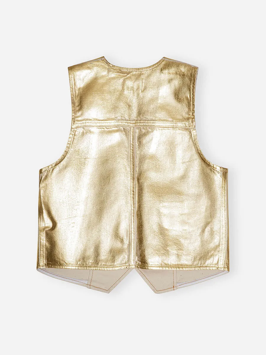 Gold Foil Denim Vest
