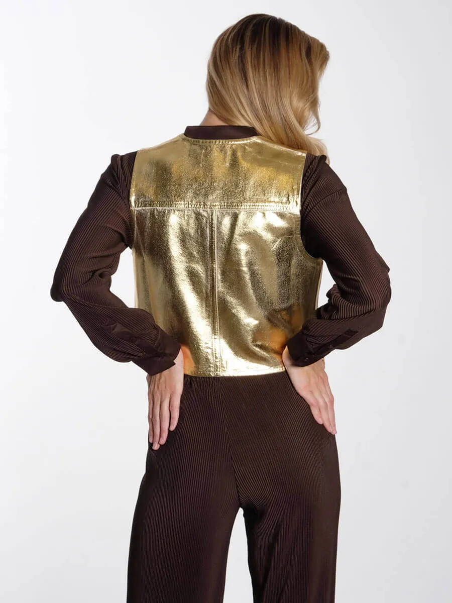 Gold Foil Denim Vest