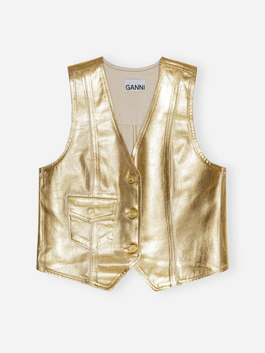Gold Foil Denim Vest