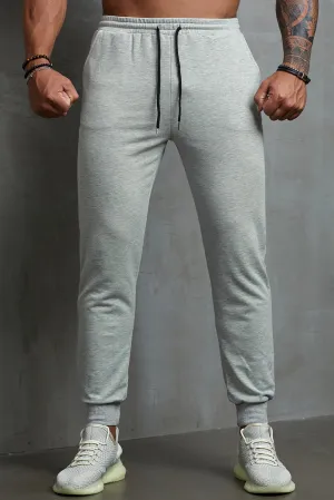 Gray Elastic Waist Men's Joggers Pants