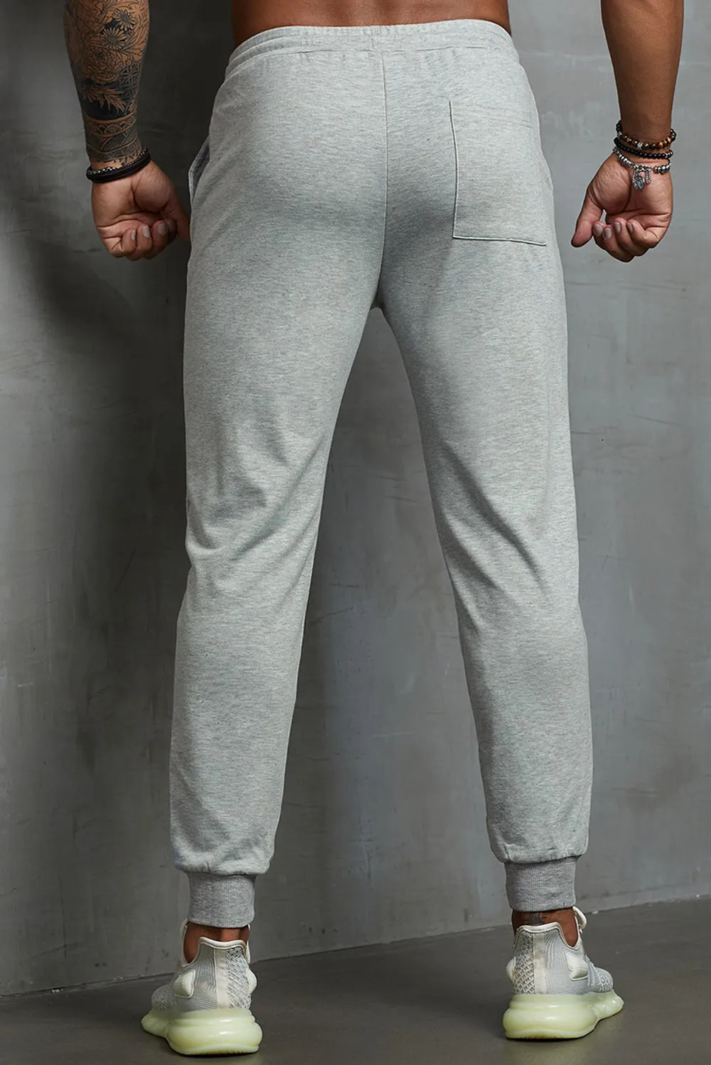 Gray Elastic Waist Men's Joggers Pants