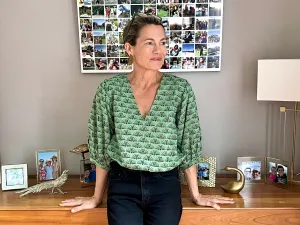 Green Blackbuck Puffy Sleeve Blouse