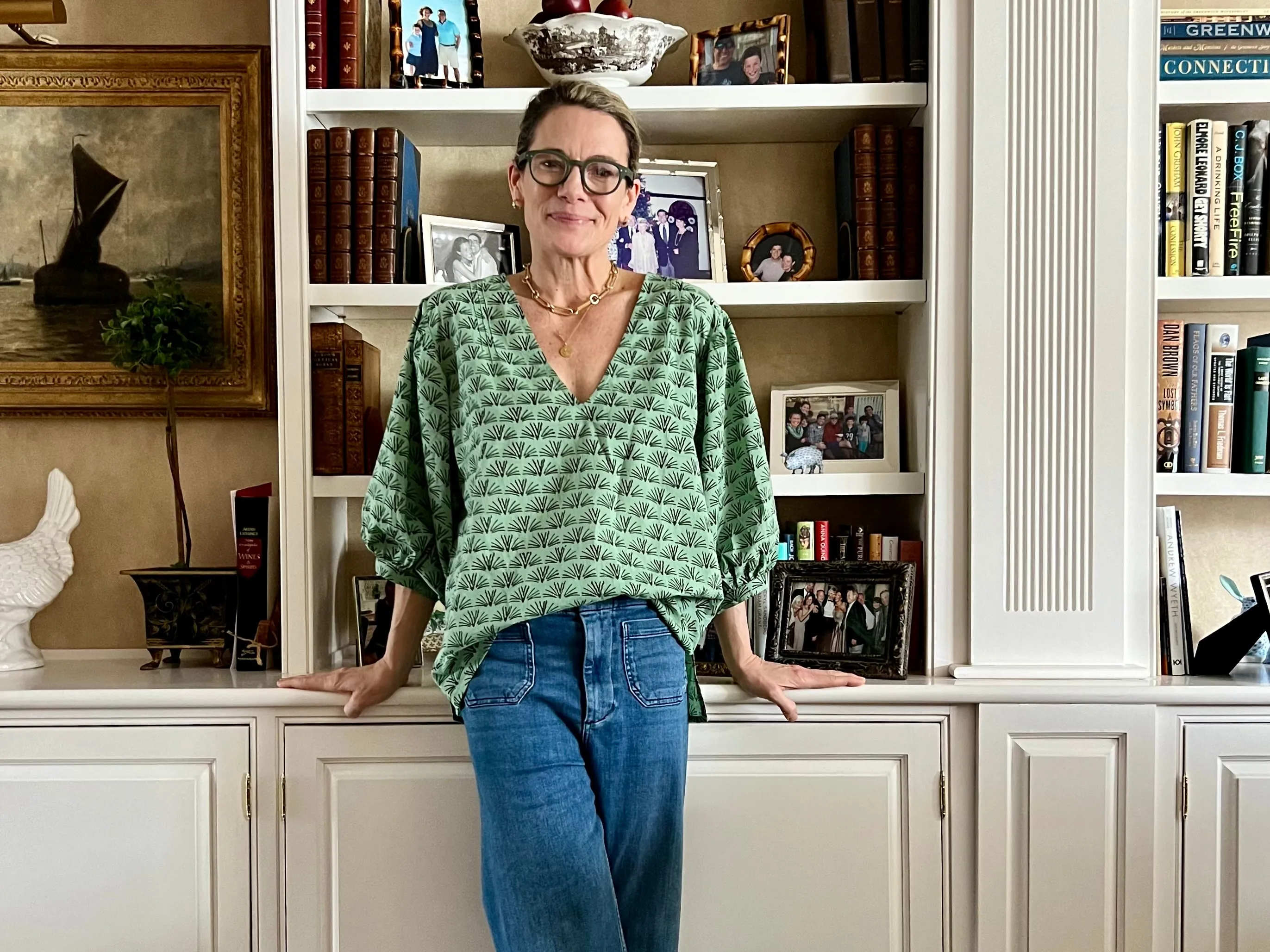 Green Blackbuck Puffy Sleeve Blouse
