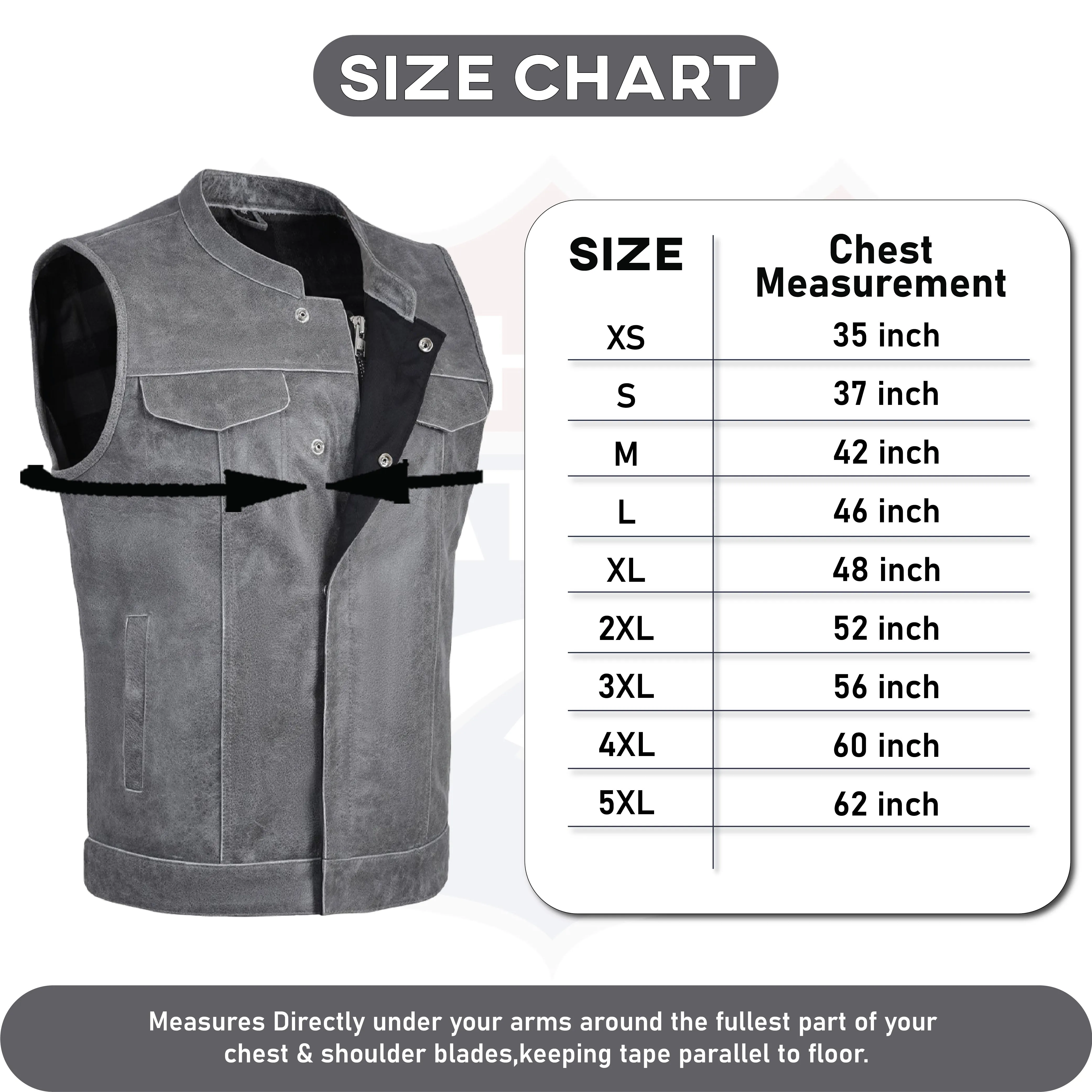GREY HL11689 Grey SOA Men's Leather Vest Anarchy Motorcycle Biker Club Concealed Carry Outlaws