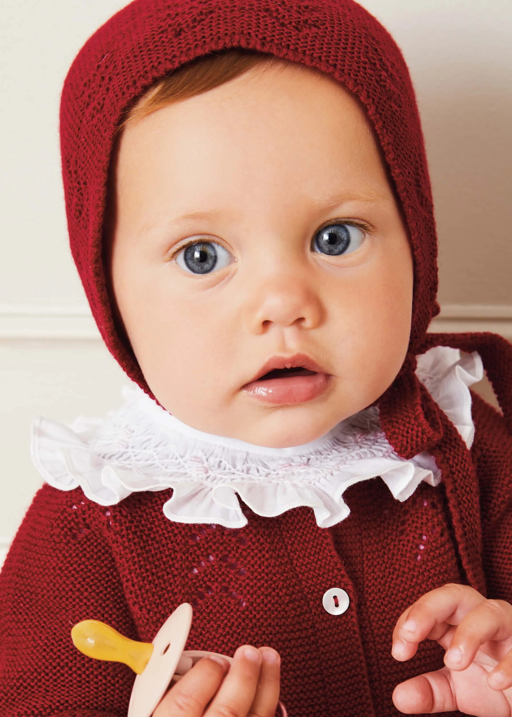 Hand Smocked Collar Long Sleeve Blouse In Baby Pink (0-12mths)