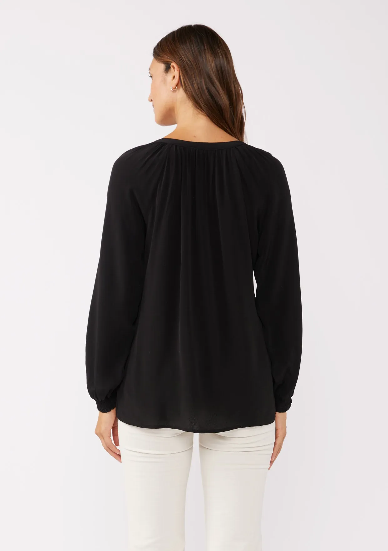 High Low Button Down Long Sleeve Blouse