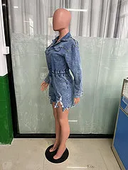 High stretch ripped tassel wash denim jumpsuit AY3358