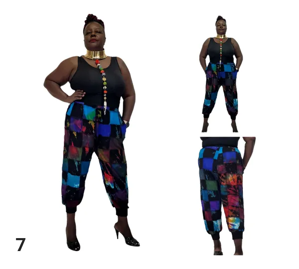 High Waist Patchwork Jogger Pants