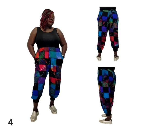 High Waist Patchwork Jogger Pants