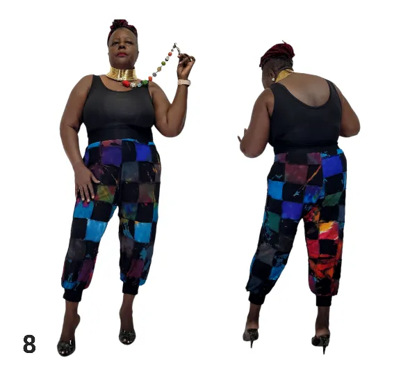 High Waist Patchwork Jogger Pants