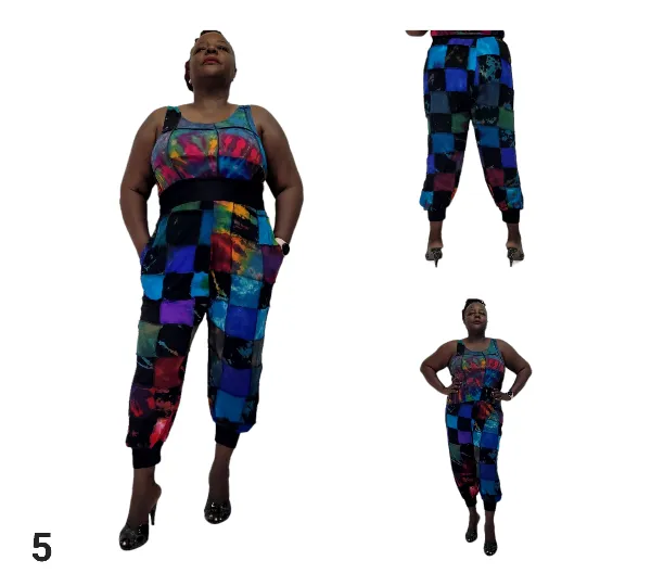 High Waist Patchwork Jogger Pants