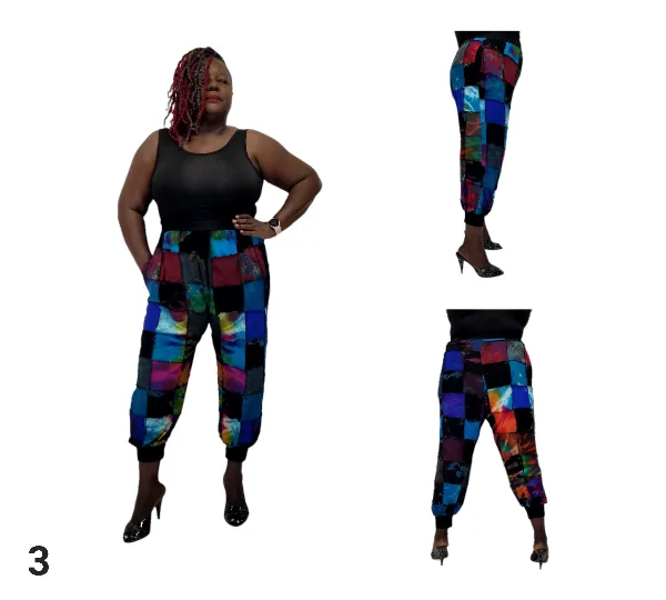 High Waist Patchwork Jogger Pants