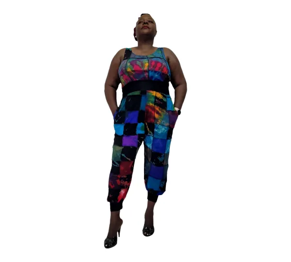 High Waist Patchwork Jogger Pants