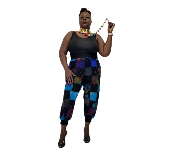 High Waist Patchwork Jogger Pants
