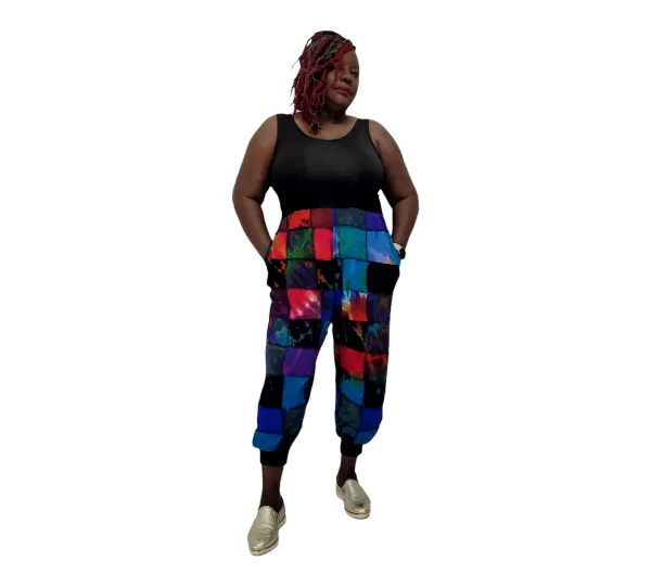 High Waist Patchwork Jogger Pants