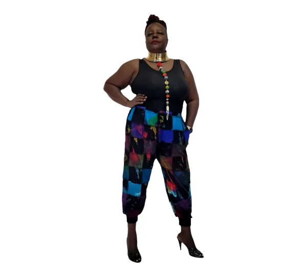 High Waist Patchwork Jogger Pants