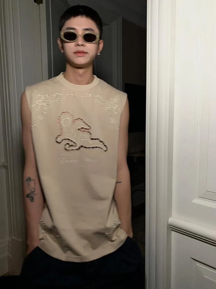 Hollowed-out Embroidered Tank Top