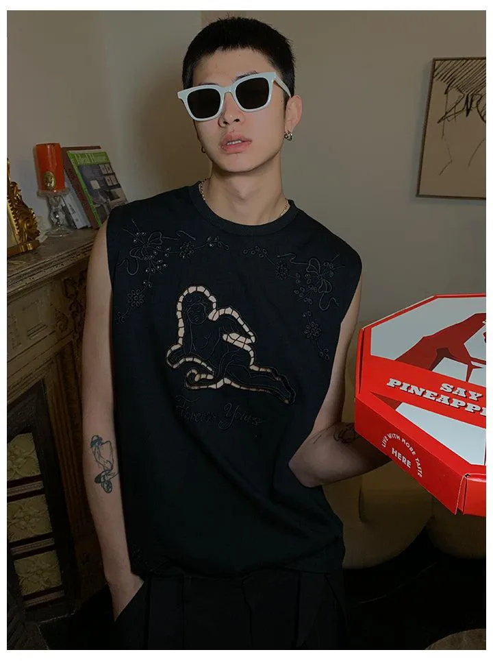 Hollowed-out Embroidered Tank Top