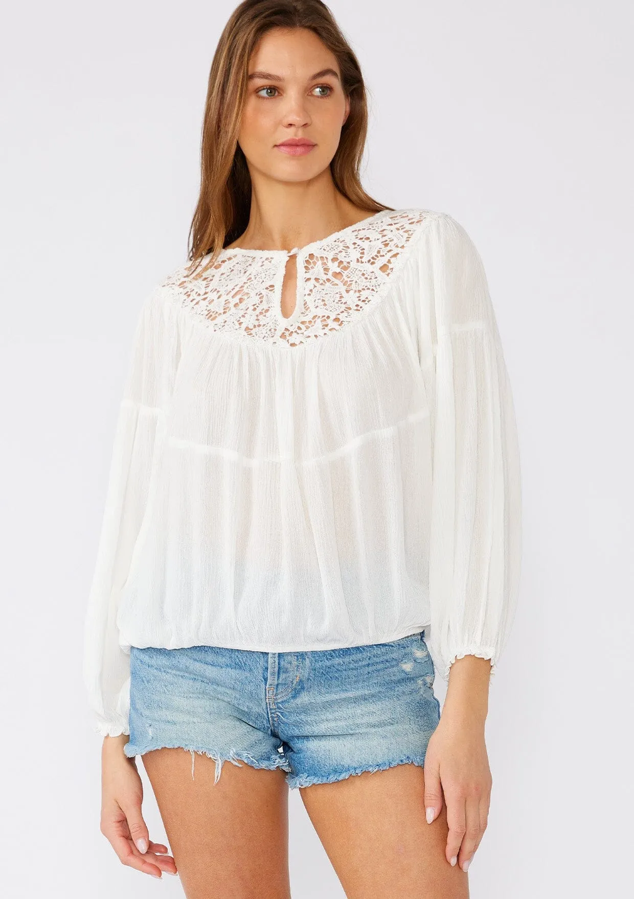 Johanne Crochet Peasant Top