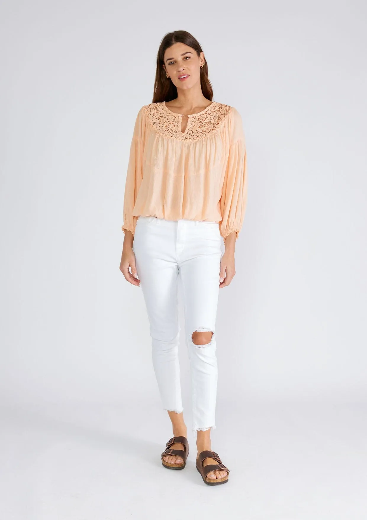 Johanne Crochet Peasant Top