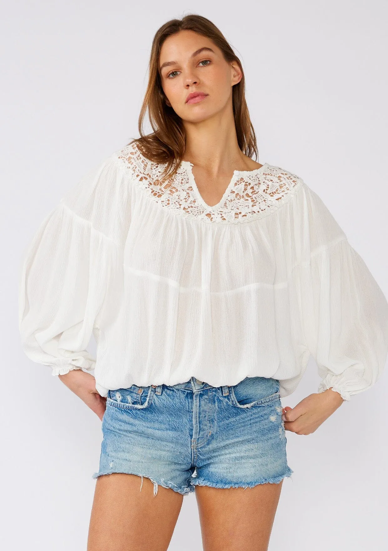 Johanne Crochet Peasant Top