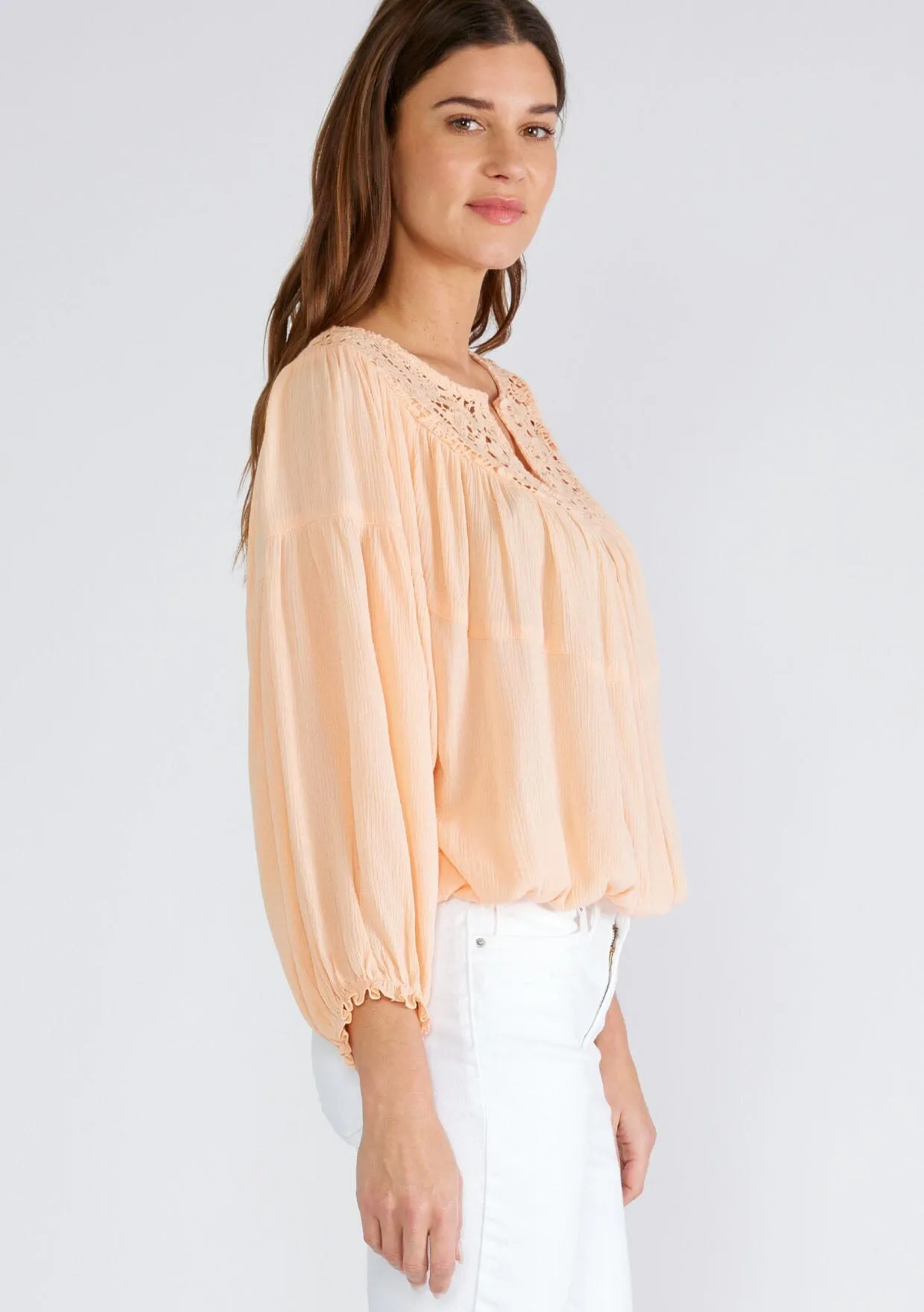 Johanne Crochet Peasant Top