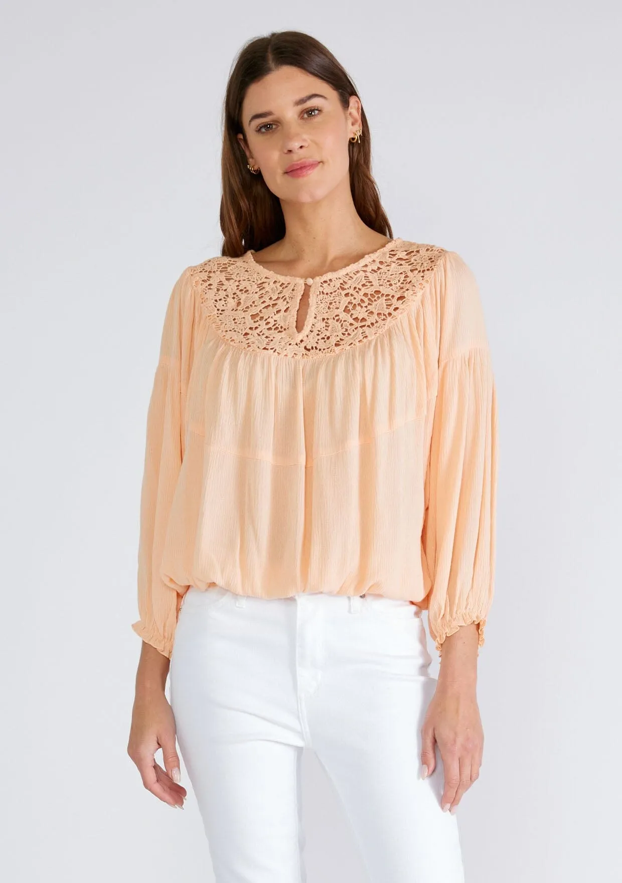Johanne Crochet Peasant Top