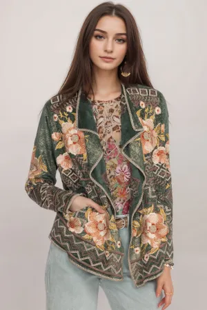 Johnny Was Biya Green Bertram Metallic Short Sweater B56824B6