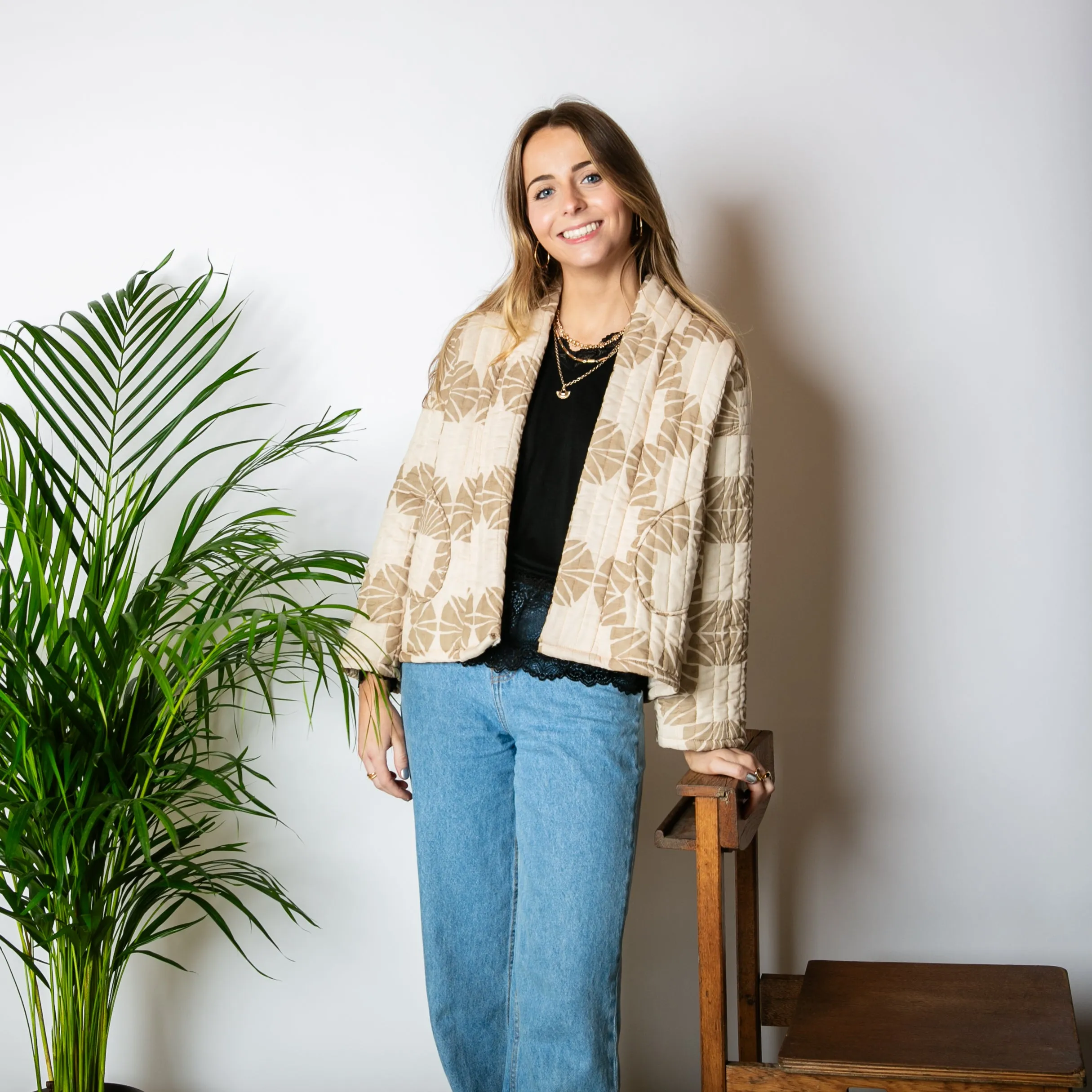 Kimono Pattern Quilted Jacket