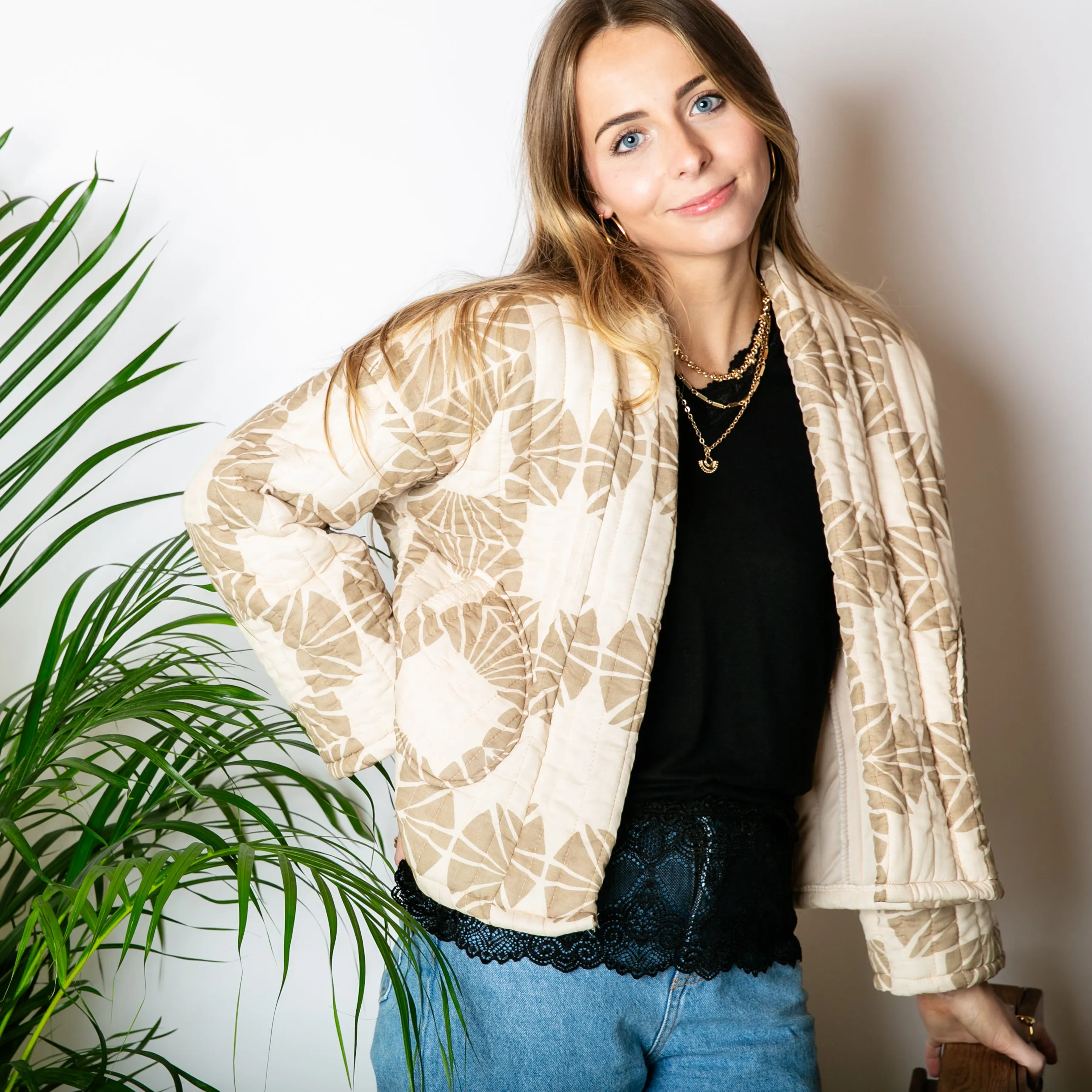 Kimono Pattern Quilted Jacket