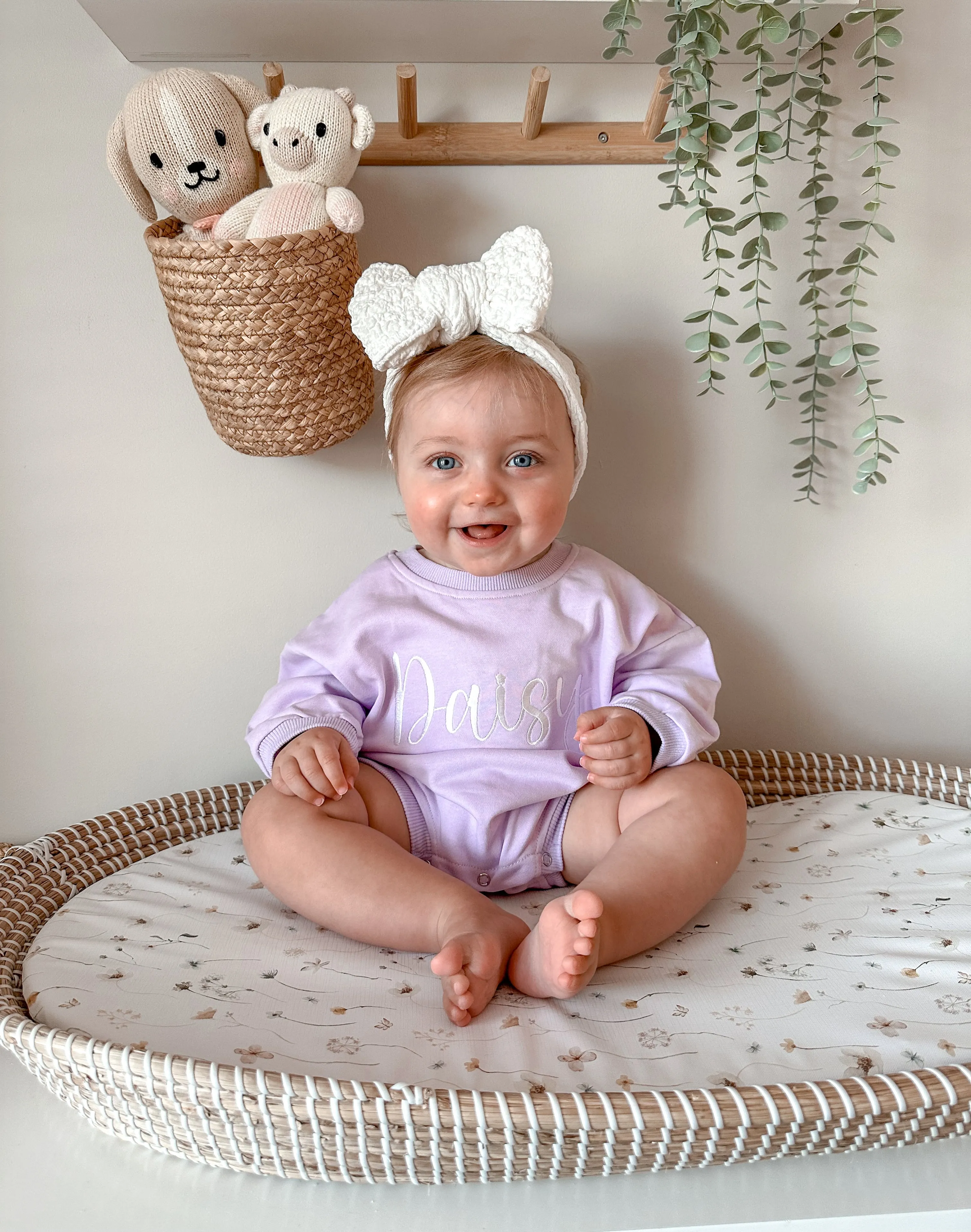 Lilac Script Name Romper