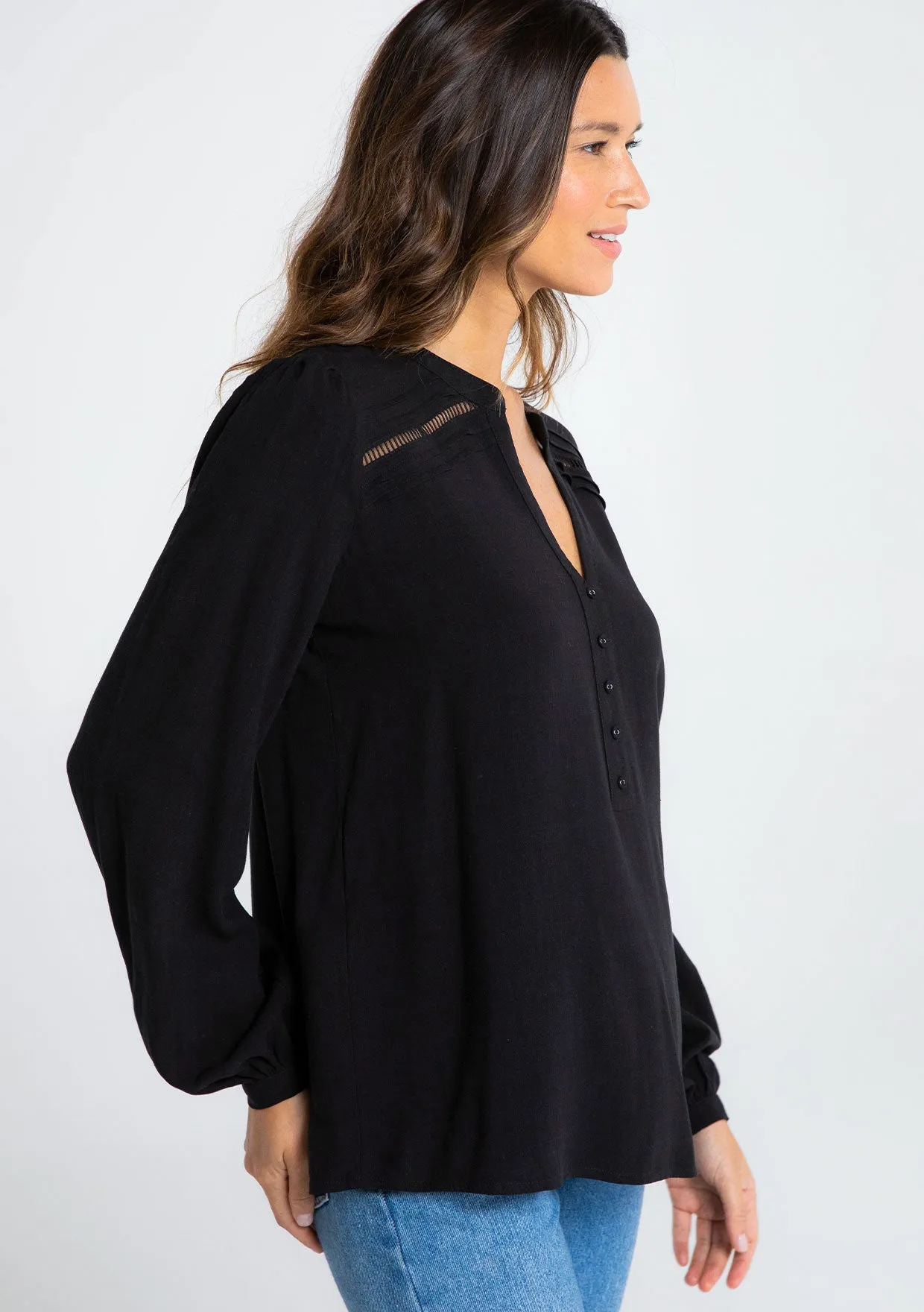 Linen Blend Bohemian Long Sleeve Blouse