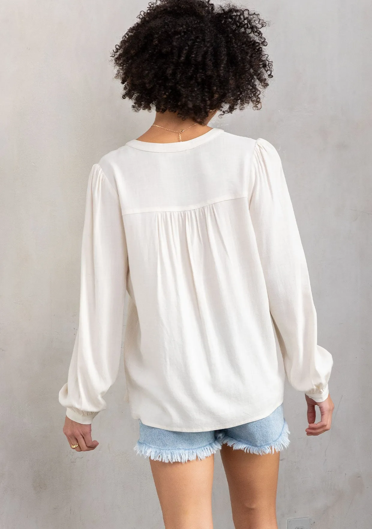 Linen Blend Bohemian Long Sleeve Blouse
