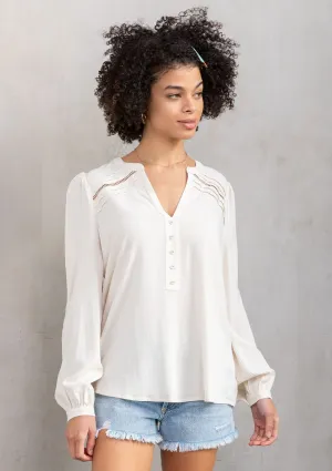 Linen Blend Bohemian Long Sleeve Blouse