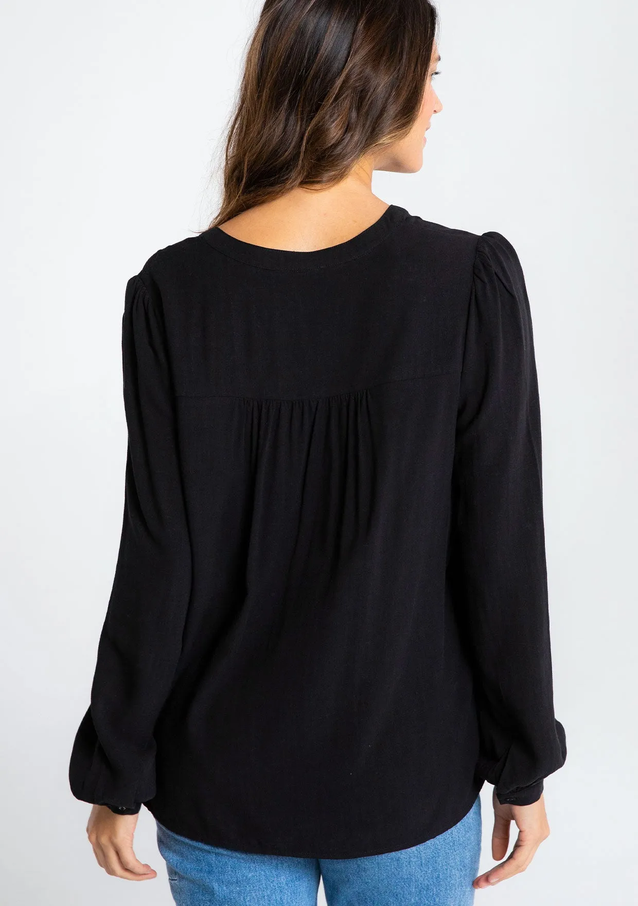 Linen Blend Bohemian Long Sleeve Blouse