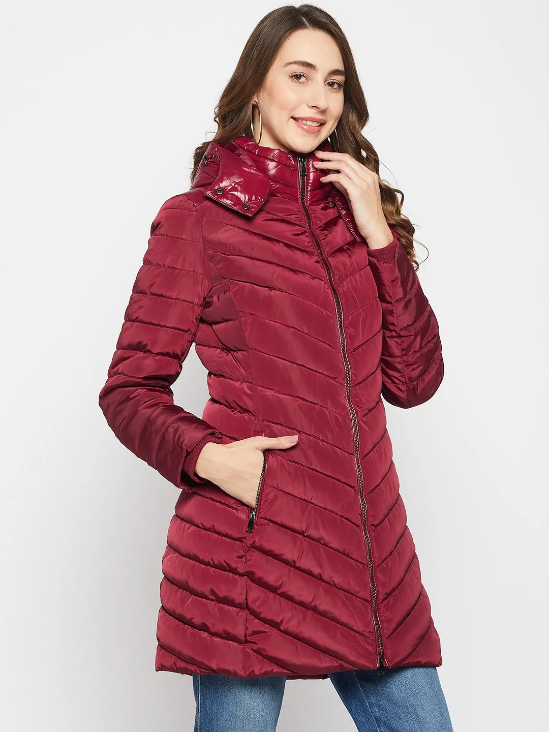 Madame Wine Quilted Long Jacket