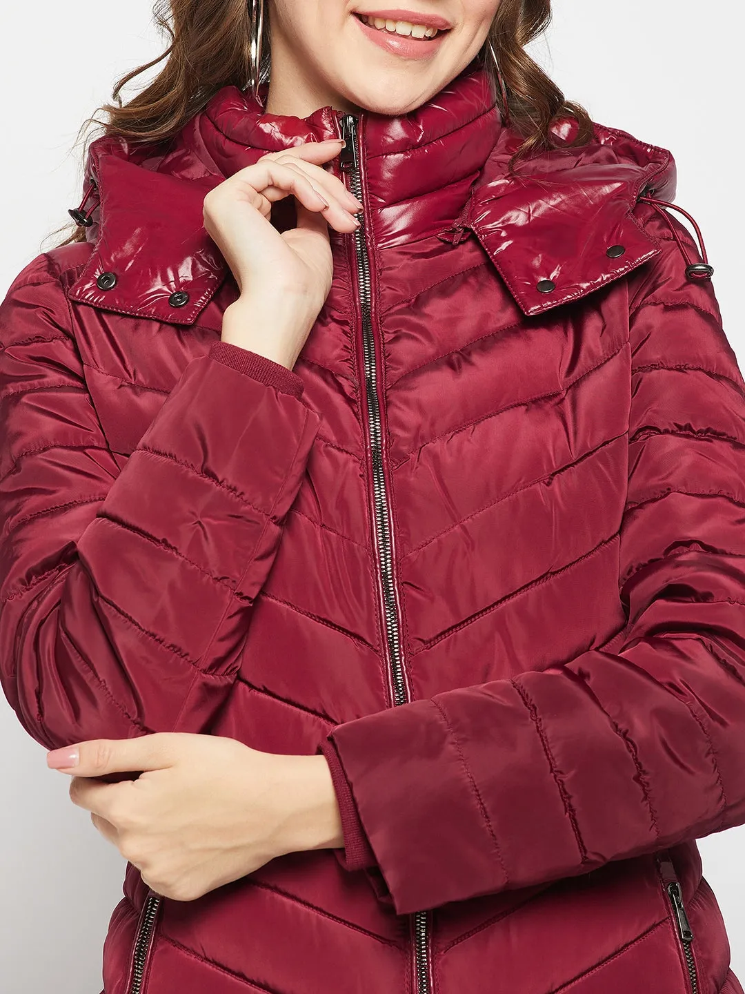 Madame Wine Quilted Long Jacket