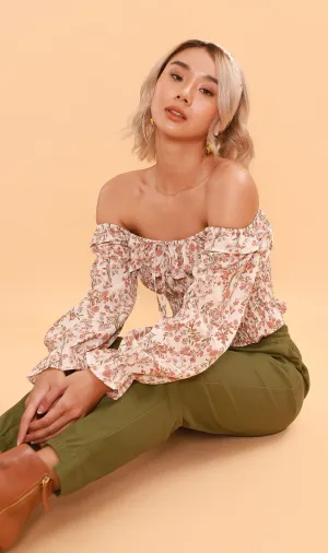 MARINA Long-Sleeve Frill Top (Cream)