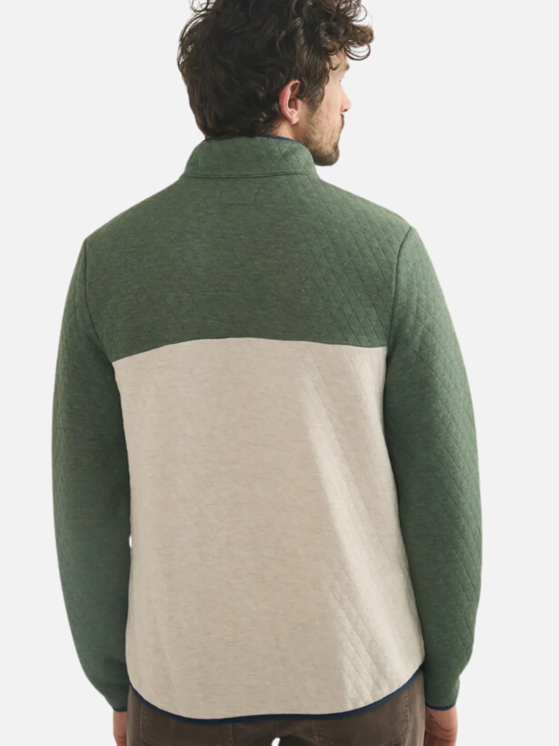 Marine Layer Corbet Colorblock Pullover - Olive/Oatmeal