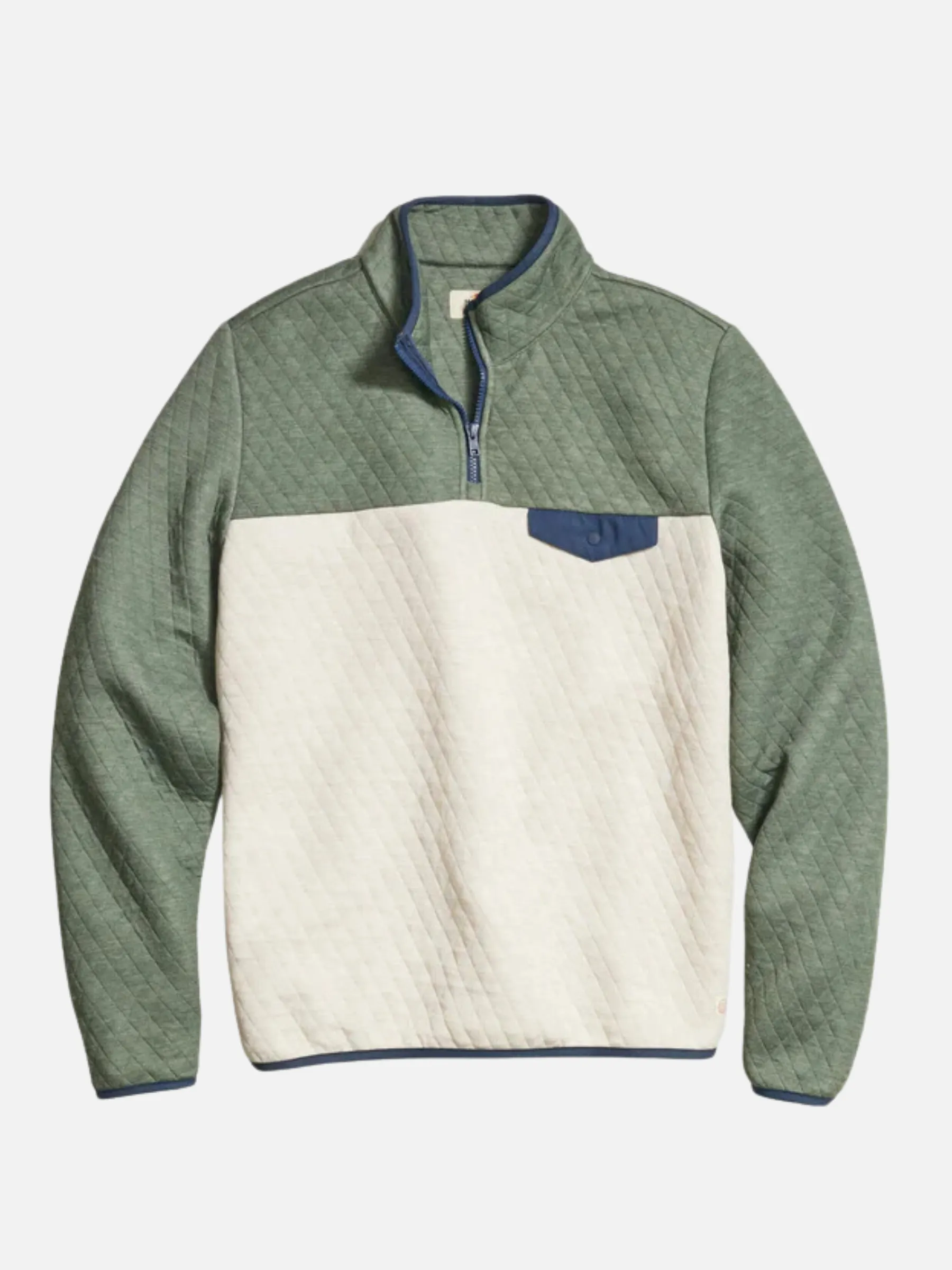 Marine Layer Corbet Colorblock Pullover - Olive/Oatmeal