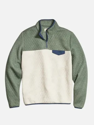 Marine Layer Corbet Colorblock Pullover - Olive/Oatmeal