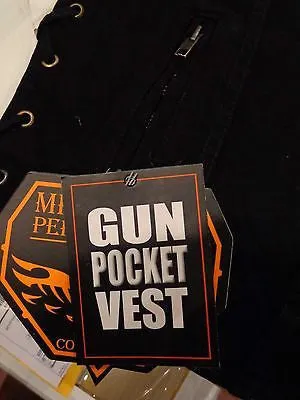 Men's Motorcycle Blk denim vest with Side Laces